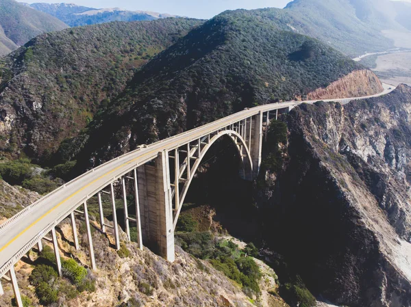 Vue Panoramique Aérienne Pont Historique Bixby Creek Long Célèbre Pacific — Photo