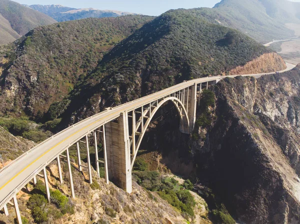 Vue Panoramique Aérienne Pont Historique Bixby Creek Long Célèbre Pacific — Photo