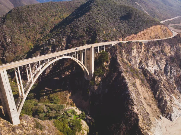 Vue Panoramique Aérienne Pont Historique Bixby Creek Long Célèbre Pacific — Photo