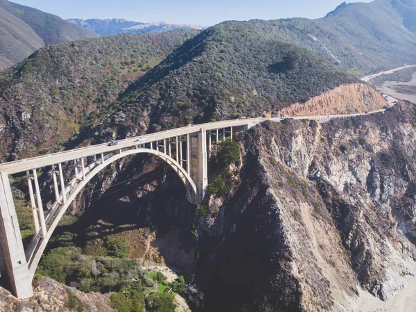 Aerial Panoramic View Historic Bixby Creek Bridge World Famous Pacific — Stock Photo, Image