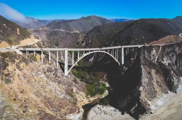 Vue Panoramique Aérienne Pont Historique Bixby Creek Long Célèbre Pacific — Photo