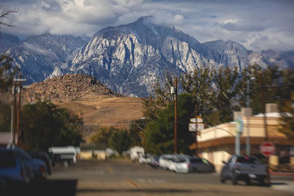 View Lone Pine Peak East Side Sierra Nevada Range Town — Stock Photo, Image