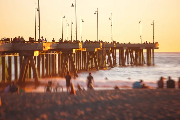 Veduta Venice Beach Tramonto Con Oceano Pacifico Venezia Contea Los — Foto Stock