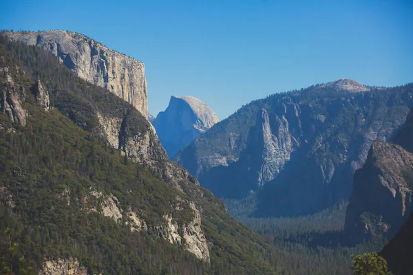 Bela Vista Verão Vale Yosemite Com Montanha Capitan Montanha Half — Fotografia de Stock