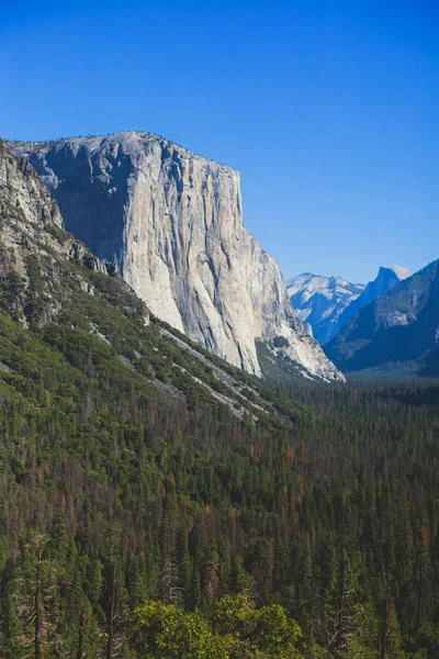 Bella Vista Estiva Sulla Yosemite Valley Con Montagna Capitan Montagna — Foto Stock
