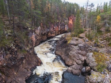 Autumn view of Oulanka National Park landscape, during hiking, a finnish national park in the Northern Ostrobothnia and Lapland regions of Finlan clipart