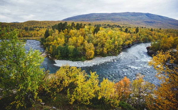 Sunny Fall View Abisko National Park Kiruna Municipality Lapland Norrbotten — стоковое фото