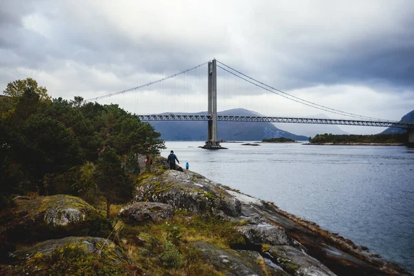 Klasická Norská Studená Panoramatická Krajina Efjorden Fjord Obec Ballangen Nordland — Stock fotografie