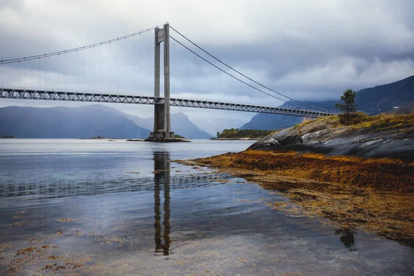 Klasická Norská Studená Panoramatická Krajina Efjorden Fjord Obec Ballangen Nordland — Stock fotografie