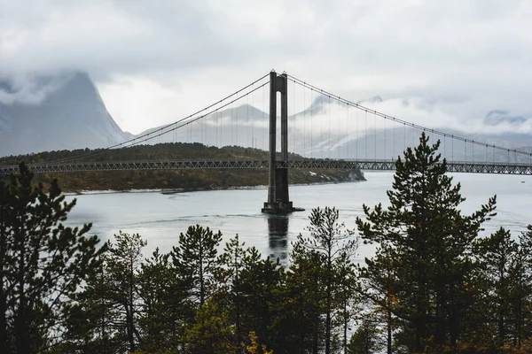 Klasická Norská Studená Panoramatická Krajina Efjorden Fjord Obec Ballangen Nordland — Stock fotografie