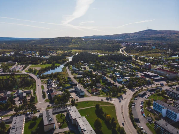 Luchtfoto Zomer Zonnig Uitzicht Gallivare Stad Een Plaats Zetel Van — Stockfoto