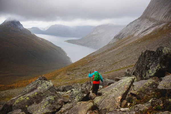 Norwegian Mountain Landscape Hiking Halls Fortopp Peak View Stetind Northern — Stock Photo, Image