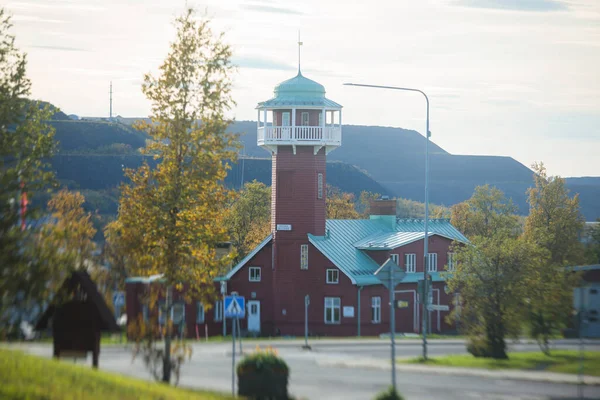 Sommersonniger Blick Auf Die Straßen Von Kiruna Der Nördlichsten Stadt — Stockfoto