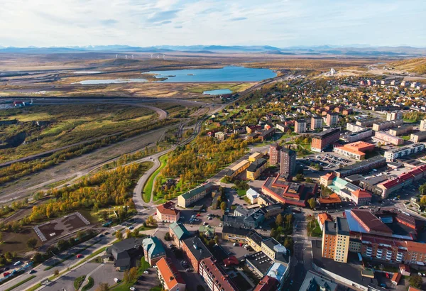 Luchtfoto Zomer Zonnig Uitzicht Kiruna Meest Noordelijke Stad Zweden Provincie — Stockfoto