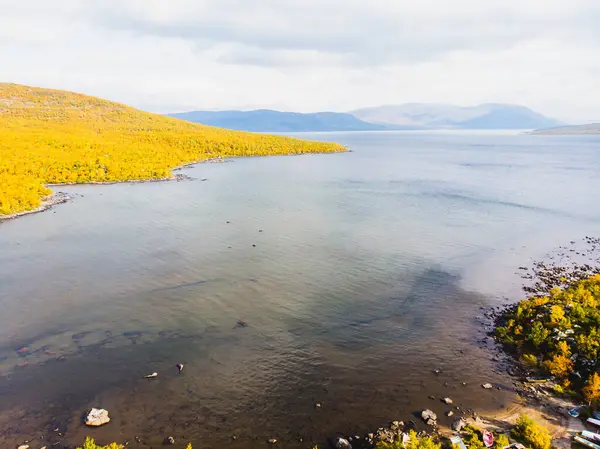 Indah Pandangan Udara Dari Danau Tornetrask Sebuah Danau Kiruna Municipality — Stok Foto