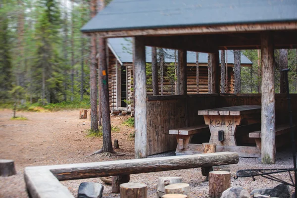 Vista Del Parco Nazionale Finlandese Oulanka Con Capanna Legno Selvaggio — Foto Stock