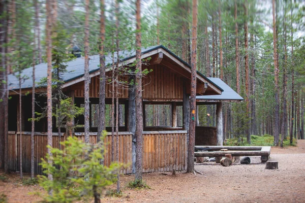 Vista Del Parco Nazionale Finlandese Oulanka Con Capanna Legno Selvaggio — Foto Stock