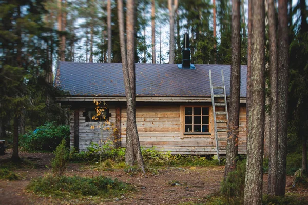 Vista Del Parco Nazionale Finlandese Oulanka Con Capanna Legno Selvaggio — Foto Stock