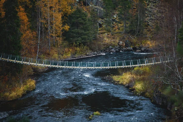Осенний Вид Ландшафт Национального Парка Оуланка Время Пеших Прогулок Финский — стоковое фото
