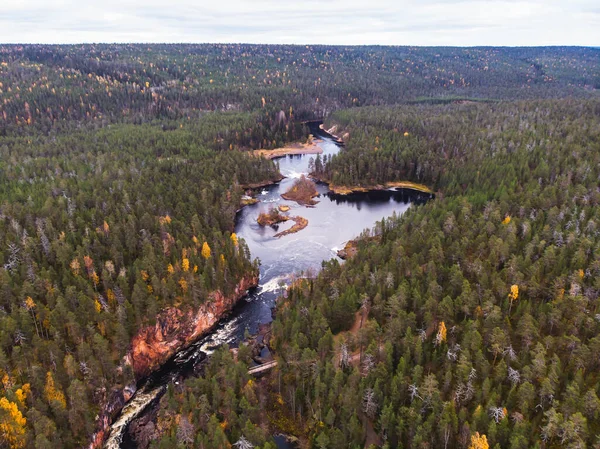 Осенний Вид Ландшафт Национального Парка Оуланка Время Пеших Прогулок Финский — стоковое фото