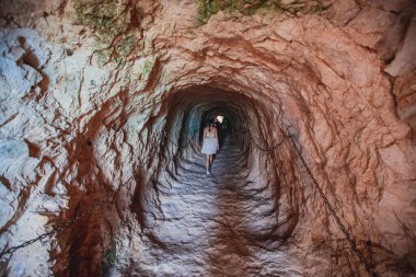Penon de Ifach dağıyla Calpe Calp kasabası Penyal d 'Ifac Doğal Parkı' na yürüyüş sırasında, Marina Alta, Alicante ili, Valencia Topluluğu, İspanya