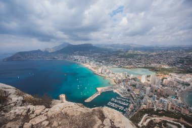 Penon de Ifach dağıyla Calpe Calp kasabası Penyal d 'Ifac Doğal Parkı' na yürüyüş sırasında, Marina Alta, Alicante ili, Valencia Topluluğu, İspanya