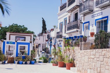 Santa Cruz Barrio manzarası - Alicante, Valencia, Spai 'deki eski kasaba mahallesi