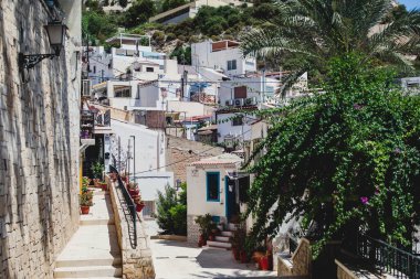 Santa Cruz Barrio manzarası - Alicante, Valencia, Spai 'deki eski kasaba mahallesi