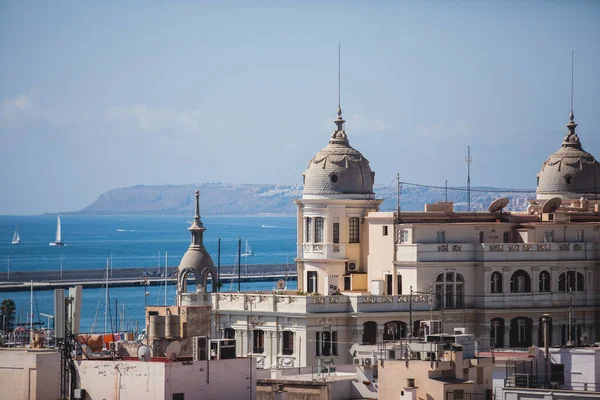 Hermosa Amplia Vista Aérea Alicante Comunidad Valenciana España Con Puerto — Foto de Stock