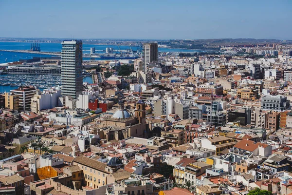 Belle Vue Aérienne Alicante Communauté Valencienne Espagne Avec Port Alicante — Photo