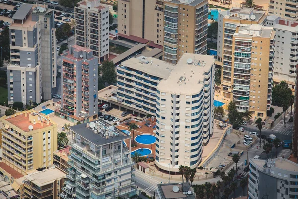 Nyári Kilátás Calpe Város Calp Kikötő Strand Penon Ifach Hegy — Stock Fotó