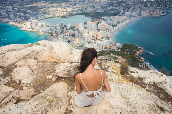 Penon Ifach Dağıyla Calpe Calp Kasabası Penyal Ifac Doğal Parkı — Stok fotoğraf