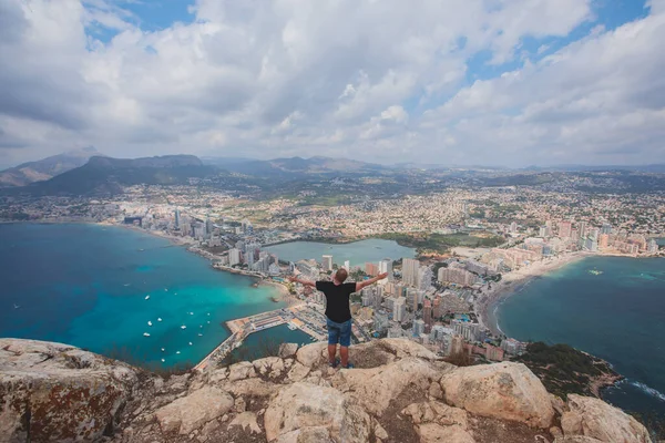 Veduta Della Città Calpe Calp Con Montagna Penon Ifach Durante — Foto Stock