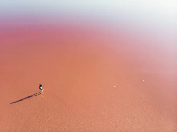 Hermosa Vista Aérea Amplia Vibrante Verano Las Salinas Torrevieja Lago — Foto de Stock