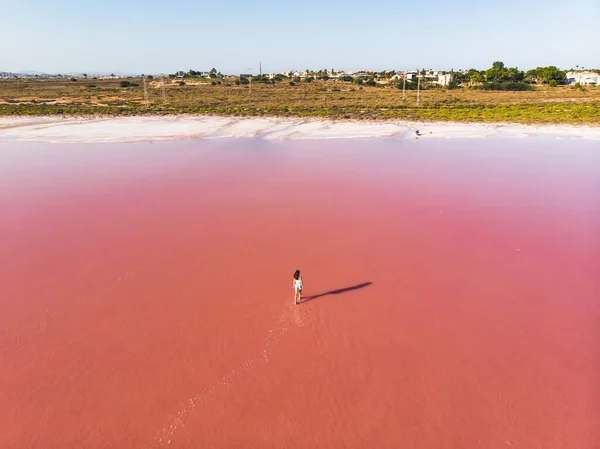 Güzel Geniş Hava Manzaralı Torrevieja Pembe Gölü Alicante Spai Kosta — Stok fotoğraf