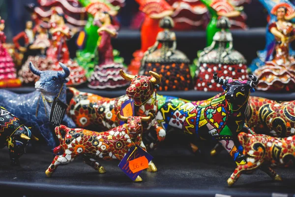 Vista Souvenirs Regalos Turísticos Tradicionales España Alicante Valencia Con Juguetes — Foto de Stock