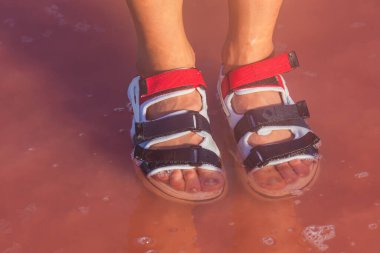 Las Salinas de Torrevieja, Pembe Torrevieja Gölü, Torrevieja, Costa Blanca 'da pembe tuz gölü, Alicante, Spai