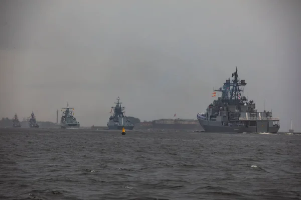 Vista Marinha Russa Modernos Navios Guerra Navais Militares Russos Fileira — Fotografia de Stock