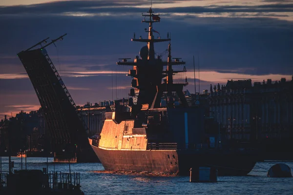 Uitzicht Russische Marine Moderne Russische Militaire Slagschepen Oorlogsschepen Rij Noordelijke — Stockfoto