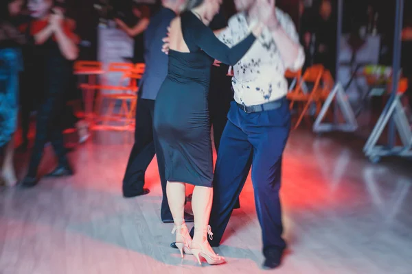 Casais Dançando Milonga Dança Argentina Salão Baile Aula Tango Nas — Fotografia de Stock