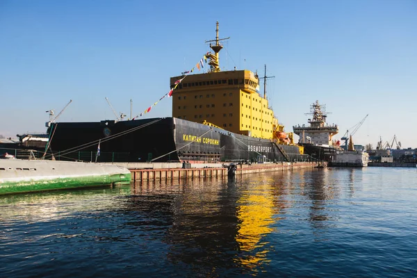 Vista Rompehielos Ruso Masivo Propulsión Nuclear Barco Rompehielos Propulsión Diesel — Foto de Stock