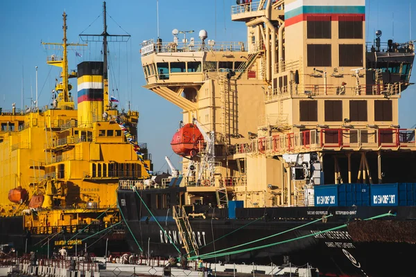 Vista Rompehielos Ruso Masivo Propulsión Nuclear Barco Rompehielos Propulsión Diesel — Foto de Stock