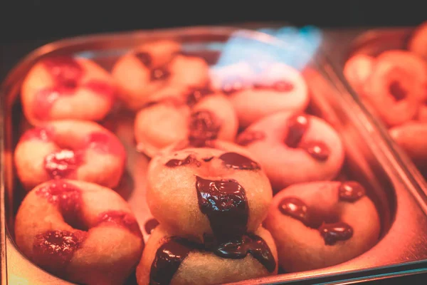 Traditional Deep Fried Russian Donuts White Powder Saint Petersburg Russian — Stock Photo, Image