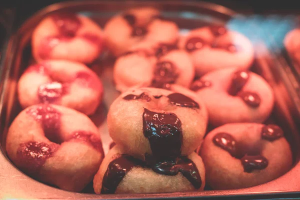 Traditional Deep Fried Russian Donuts White Powder Saint Petersburg Russian — Stock Photo, Image