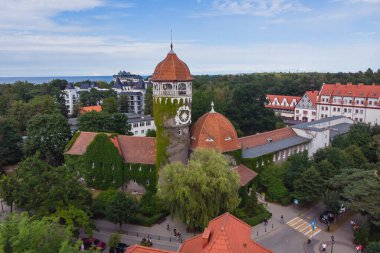 Svetlogorsk manzarası, eski Alman Rauschen, sahil beldesi, Svetlogorsky Bölgesi, Kaliningrad Oblastı, Rusya, Baltık Denizi kıyıları, şehrin ve denizin ötesinde manzarası