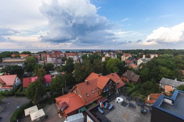 Zelenogradsk manzarası, eski Cranz, sahil beldesi, Zelenogradsky Bölgesi, Kaliningrad Oblastı, Rusya, Sambiya kıyı şeridi, Baltık Denizi 'ndeki Curonian Spit' i, sahil ve kıyı şeridi