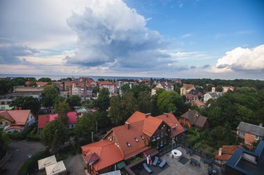 Zelenogradsk manzarası, eski Cranz, sahil beldesi, Zelenogradsky Bölgesi, Kaliningrad Oblastı, Rusya, Sambiya kıyı şeridi, Baltık Denizi 'ndeki Curonian Spit' i, sahil ve kıyı şeridi