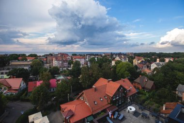 Zelenogradsk manzarası, eski Cranz, sahil beldesi, Zelenogradsky Bölgesi, Kaliningrad Oblastı, Rusya, Sambiya kıyı şeridi, Baltık Denizi 'ndeki Curonian Spit' i, sahil ve kıyı şeridi