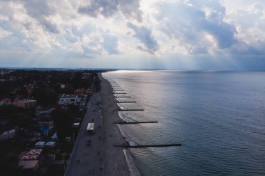 Zelenogradsk manzarası, eski Cranz, sahil beldesi, Zelenogradsky Bölgesi, Kaliningrad Oblastı, Rusya, Sambiya kıyı şeridi, Baltık Denizi 'ndeki Curonian Spit' i, sahil ve kıyı şeridi