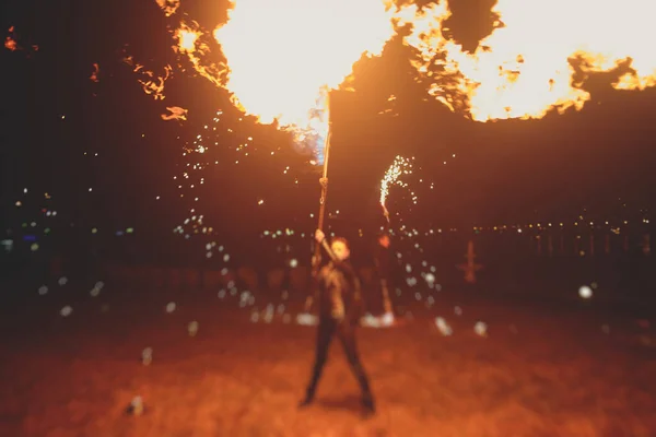 Grupo Artistas Del Fuego Fakir Realizar Espectáculo Increíble Noche Con — Foto de Stock